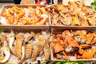 Buzlu deniz ürünleri çeşitliliği