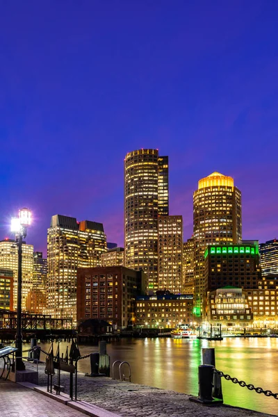 Boston Downtown Siluetleri Boston Cityscape Gün Batımı Bina Abd — Stok fotoğraf