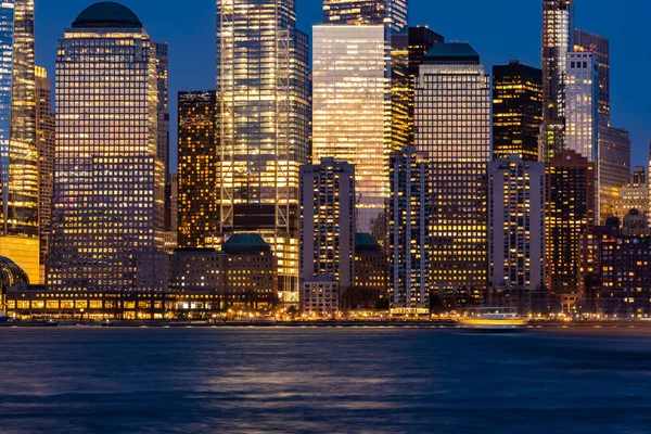 New York City Lower Manhattan Skyline Cityscape Dusk New Jersey — Stock Photo, Image