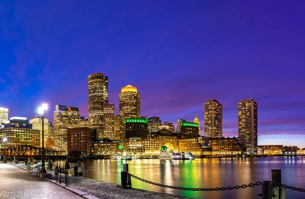 Boston Downtown Skylines Edifício Paisagem Urbana Pôr Sol Cidade Boston — Fotografia de Stock