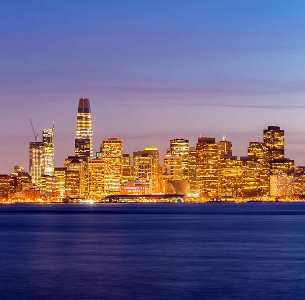 San Francisco Skyline Centro Atardecer Treasure Island California Puesta Del — Foto de Stock