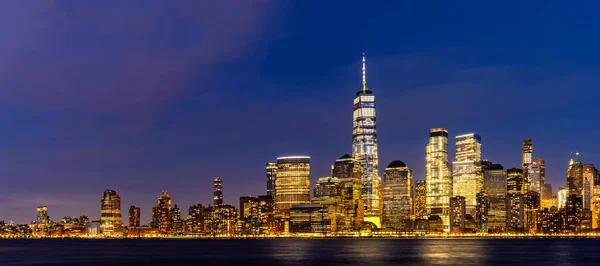 New York City Lower Manhattan Skyline Cityscape Dusk New Jersey — Stock Photo, Image