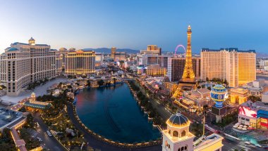 Gece Nevada Las Vegas şerit Havadan görünümü Cityscape Abd