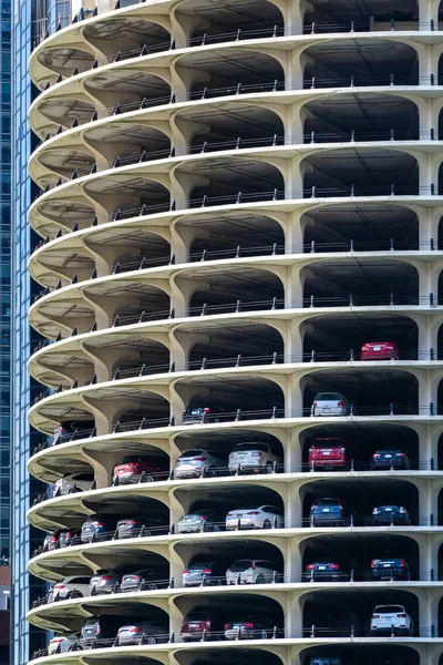 Zewnątrz Budynku Parkingu Skylines Chicago Usa — Zdjęcie stockowe