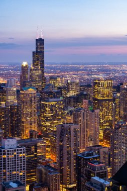 Chicago City Illinois ABD Chicago şehir merkezinde Chicago Skylines bina havadan görünümü. Chicago'nun güneyine bakmak.
