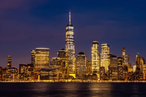 New York City Lower Manhattan Skyline Cityscape Dusk New Jersey — Stock Photo, Image