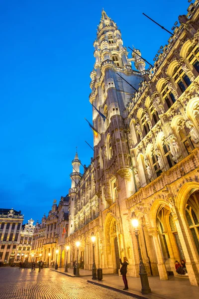 Grand Place Tér Brüsszel Belgium Legszebb Tér Thw Világ Suset — Stock Fotó