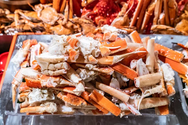 Crabe Royal Alaska Dans Bar Buffet Fruits Mer Sur Glace — Photo