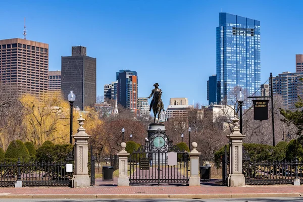 Άγαλμα Του Τζορτζ Ουάσιγκτον Στο Κοινό Πάρκο Της Βοστόνης Στη — Φωτογραφία Αρχείου