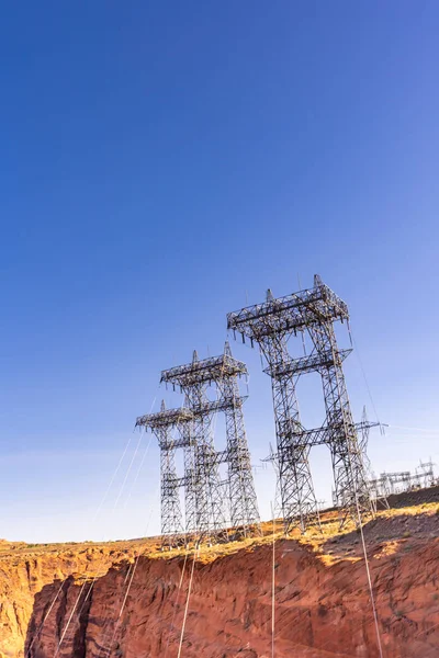 Power Plant House Power Line Electricity Generating Dam Page Arizona — Stock Photo, Image