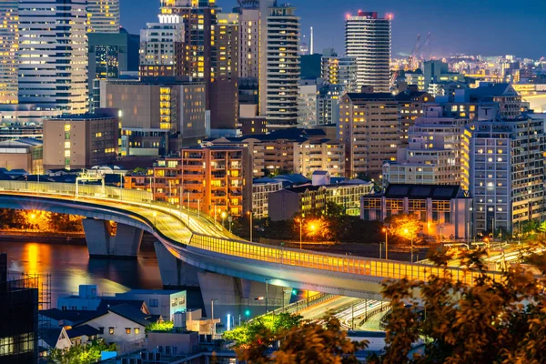 Fukuoka Downtown Zonsondergang Twilight Met Cityscape Fukuoka Stad Kyushu Ten — Stockfoto