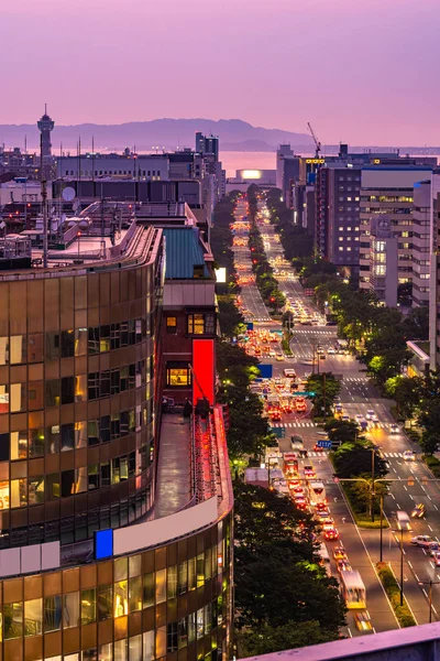 Arka Planda Fukuoka Port Kulesi Ile Hakata Fukuoka Şehir Manzarası — Stok fotoğraf