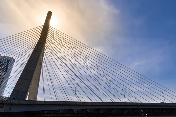 Boston Zakim Brug Bij Boston Downtown Usa — Stockfoto