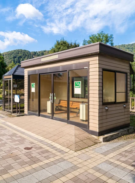 Smoking Room Cabin Outdoor Blue Sky Japan — Stock Photo, Image