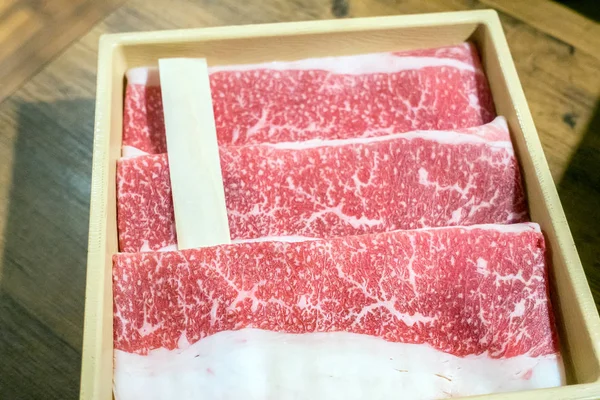 Premium Japanese Raw Beef Pork Meat Set Ready Cook Shabu — Stock Photo, Image