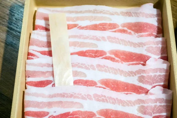 Boeuf Cru Japonais Qualité Supérieure Viande Porc Prêts Cuire Shabu — Photo