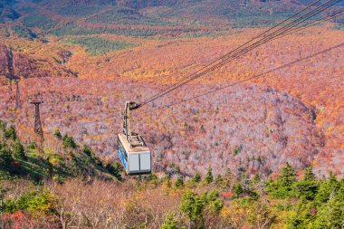 Aomori Tohoku Japonya'da Hakkoda Ropeway ile Hakkoda Dağı'ndan Orman wodland için kırmızı yaprak sonbahar sonbahar sezonu havadan görünümü