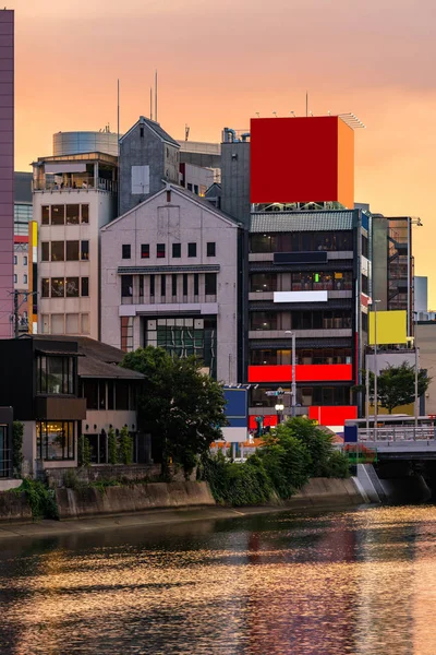 Fukuoka Old Town Naka River Nakasukawabata Sunset Twilight Area Favorite — Stock Photo, Image