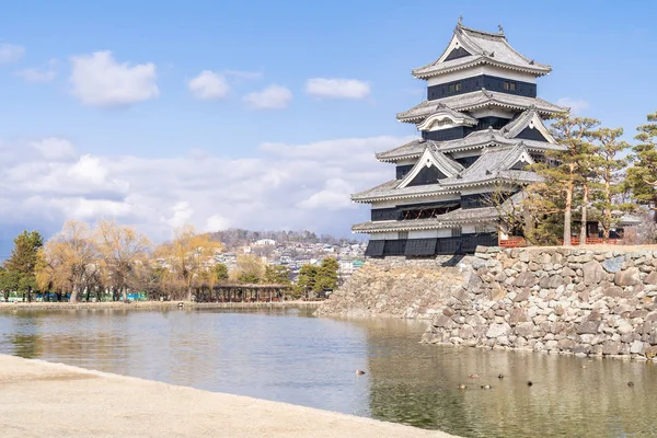 Matsumoto castle against blue sky in Matsumoto city in Nagano in Winter. Matsumoto Castle is an old historic castle in japan, its nickname is Crow Castle.