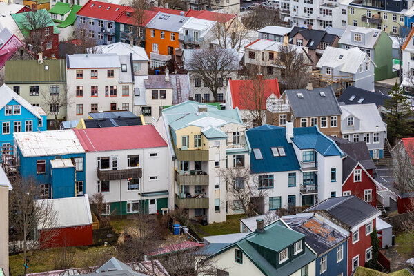 Aerial view of Reykjavik city, Capital of Iceland