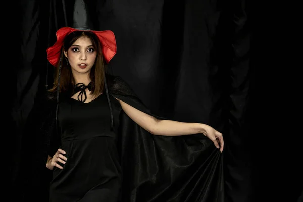 Portré Tizenéves Fiatal Felnőtt Lány Halloween Jelmez Halloween Party Háttér — Stock Fotó