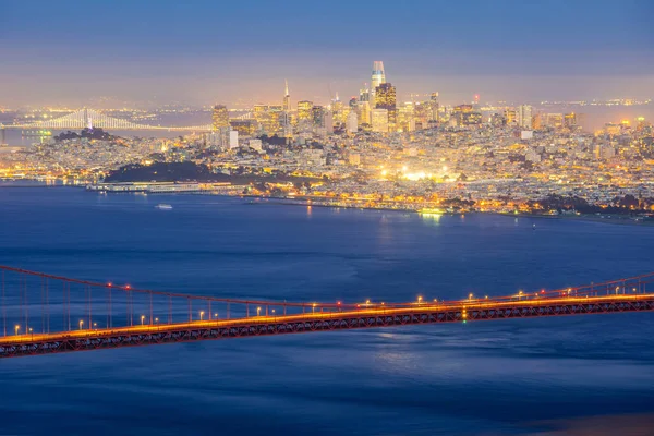 Sunset Golden Gate Bridge Viewpoint Beautiful Cityscape San Francisco Skylines — Stock Photo, Image