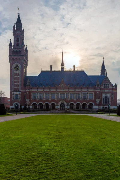 Peace Palace Στη Χάγη Έδρα Του Διεθνούς Δικαστηρίου Δικαιοσύνης Μέρος — Φωτογραφία Αρχείου