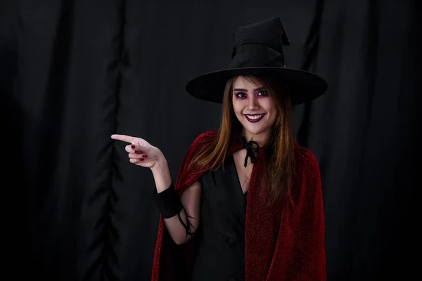 Retrato Mujer Adolescente Joven Asiática Usando Tela Disfraz Halloween Para Fotos de stock