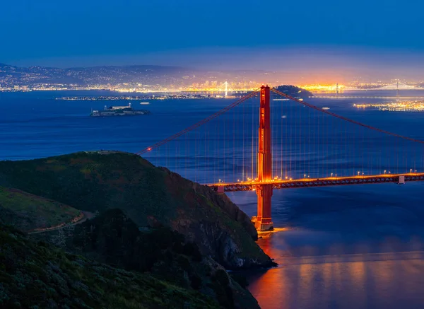 Panorama Coucher Soleil Golden Gate Bridge Point Vue Avec Magnifique — Photo