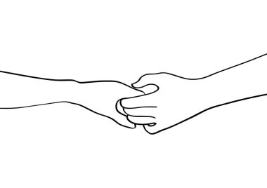 Birbirimizi huzur içinde holding eller illüstrasyon vektör doodles