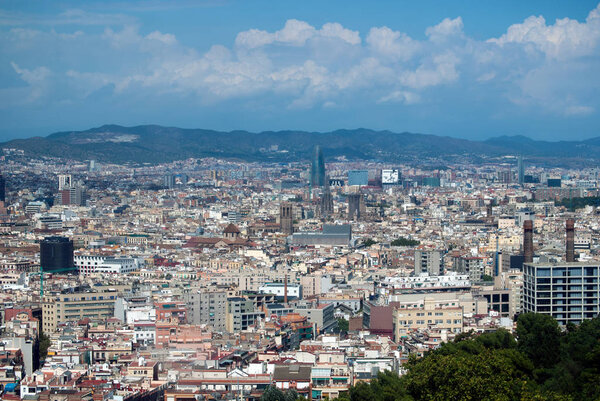 Cityview of the skyline of barcelona by day