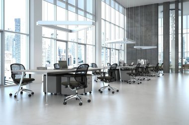 3d açık uzay ofisi içerisi hazırlanıyor