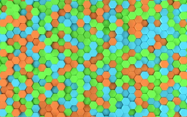 çok renkli altıgen 3d oluşturma alanı