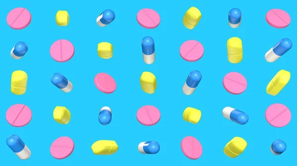 Tablet ve hapların deseni 3D oluşturma