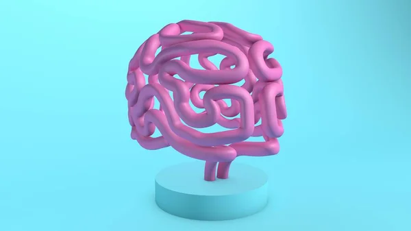 Cerebro Rosa Soporte Render —  Fotos de Stock