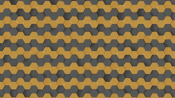 Golden Gray Hexagons Honeycomb Pattern Render — Stock Photo, Image