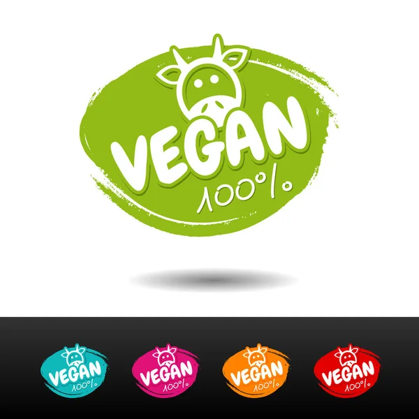 Set Mit 100 Veganen Abzeichen Handgezeichnete Vektor Etiketten — Stockvektor