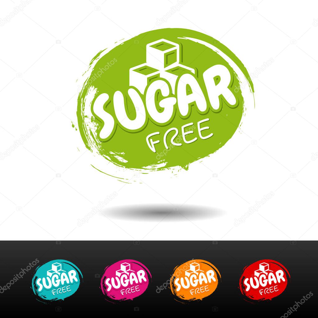 Set of Sugar free badges. Vector hand drawn labels. 
