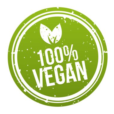 Yeşil% 100 Vegan Rozet Düğmesi. Eps10 Vektörü.