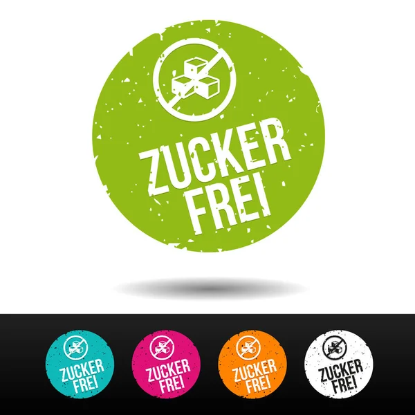 Zuckerfrei Stempel Mit Icon Pulsante Vektor Eps10 — Vettoriale Stock