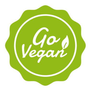 Bastır Vegan Rozeti. Vejetaryen Düğmesi. Eps10 Vektör Bayrağı.