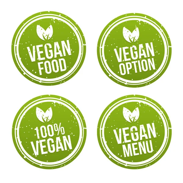 Vegane Buttons Und Vegetarisches Banner Set — Stockvektor