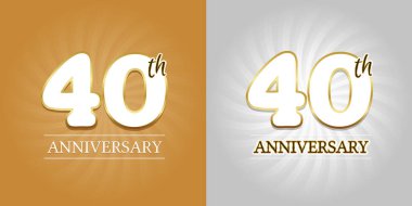 40. yıl dönümü - 40 yıldır altın ve gümüşü kutluyoruz. Eps10 Vektörü.