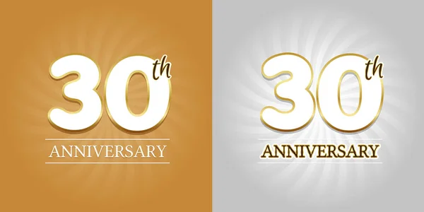 30Th Anniversary Background Anos Celebração Ouro Prata Eps10 Vector —  Vetores de Stock