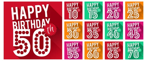 Vector Set Happy Birthday Symbols 10Th 15Th 20Th 25Th 30Th — Stock Vector