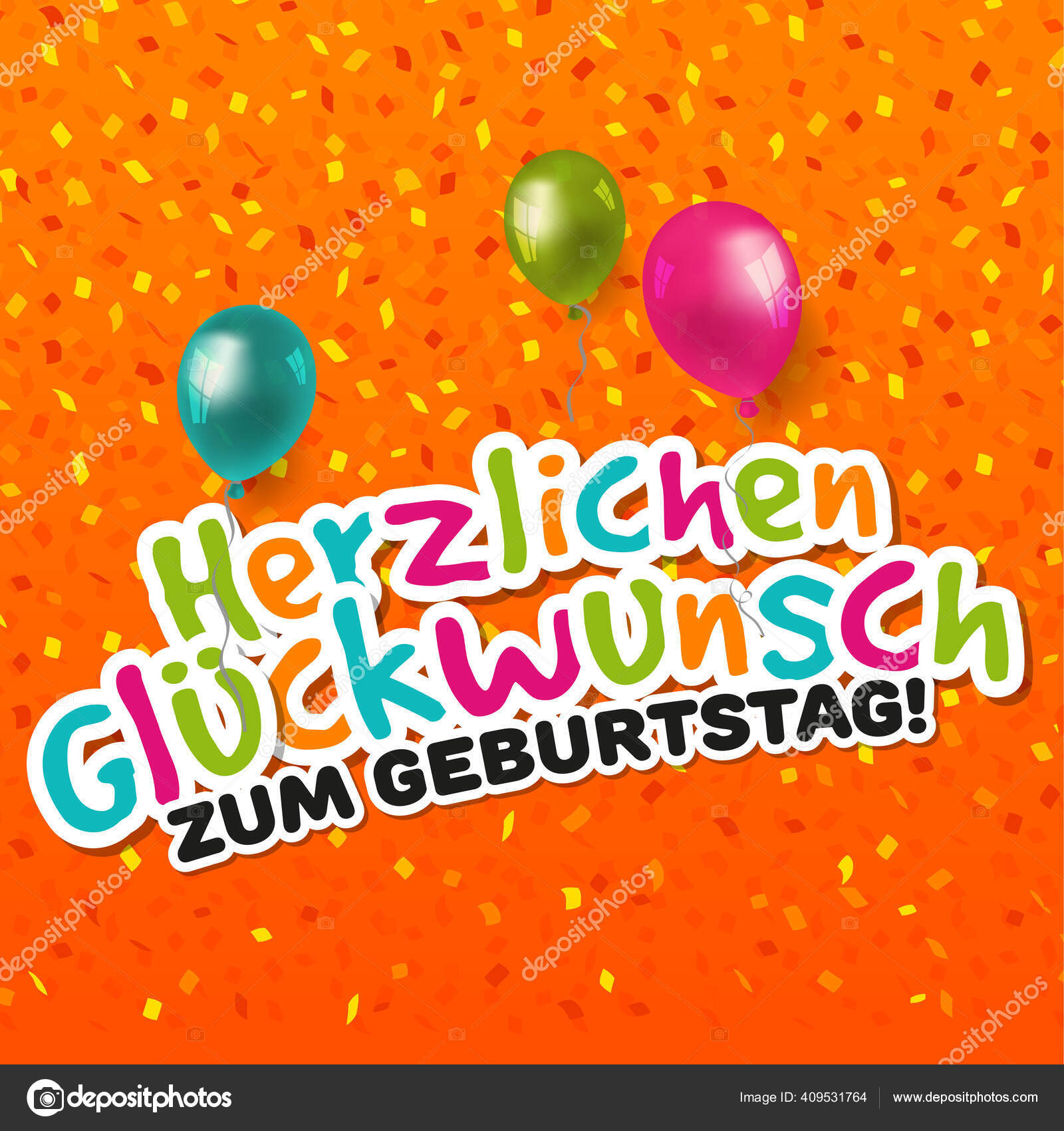 Happy Birthday Card German Translation Herzlichen Glckwunsch Zum Geburtstag Eps10 Stock Vector C Picitup