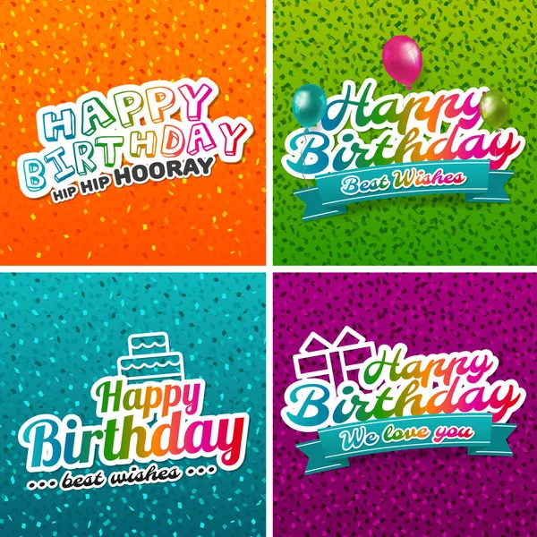 Conjunto Tarjetas Cumpleaños Eps10 Ilustración Vectorial — Vector de stock