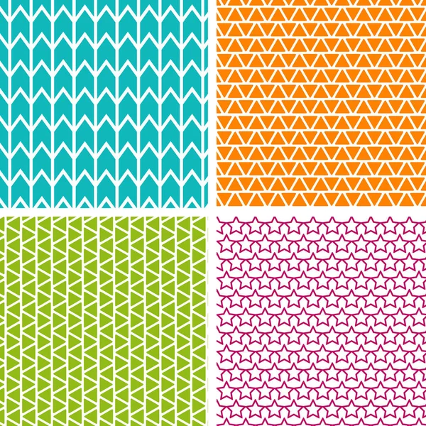 Dört geometrik şablon seti. Farklı soyut kalıpların toplanması. Eps10 Vektörü.