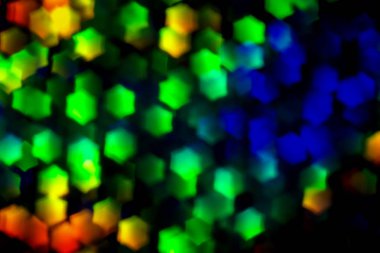 Bokeh, renkli arka plan ufuk altıgen yıldız. Overlay katman