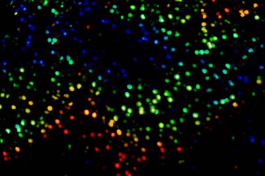 Bokeh, yıldızlı çok renkli arka plan bulanıklık. Parlak küçük ışık karanlık bir arka plan yok. Güneş sistemi kavramı